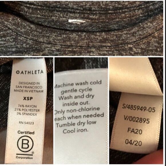 Athleta Marled Atketic Sweatshirt Taupe Brown Grey XS Petite - Picture 5 of 7